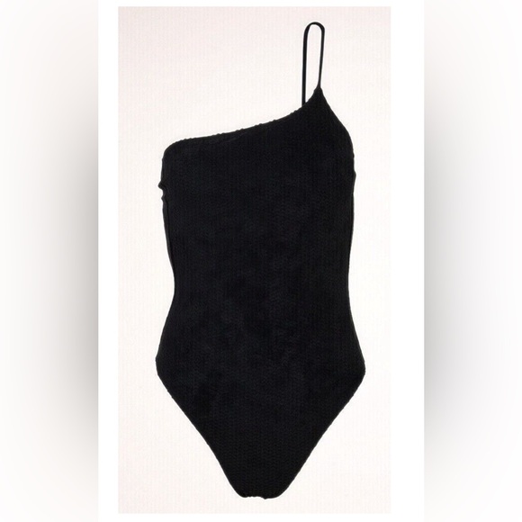 NWT Vix Paula Hermanny Black Scales Ana One Shoulder Full One Piece Swimsuit S - Picture 4 of 11